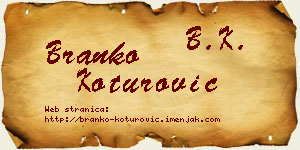 Branko Koturović vizit kartica